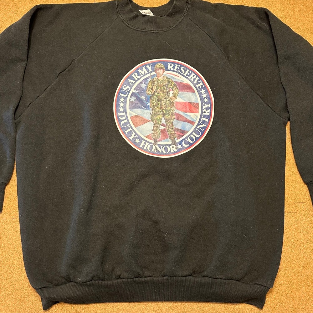 Fruit of the Loom Sweatshirt Womens XL Black US Army Reserve Vintage Raglan USA